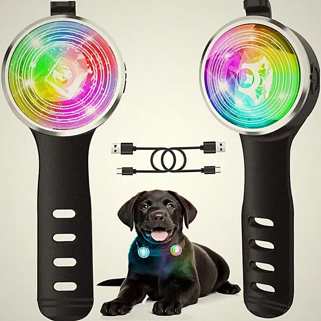 2-Pack Dog Lights for Night Walking, Upgraded 8 Modes Rechargeable Dog Collar...