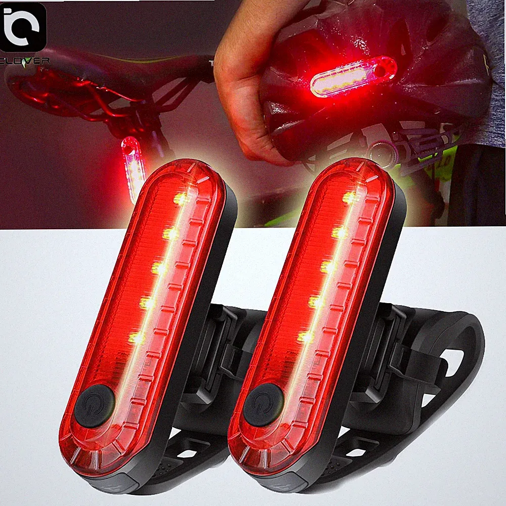 2Pack Rechargeable Bike Tail Light LED Bicycle Rear Safety Warning Helmet Lights