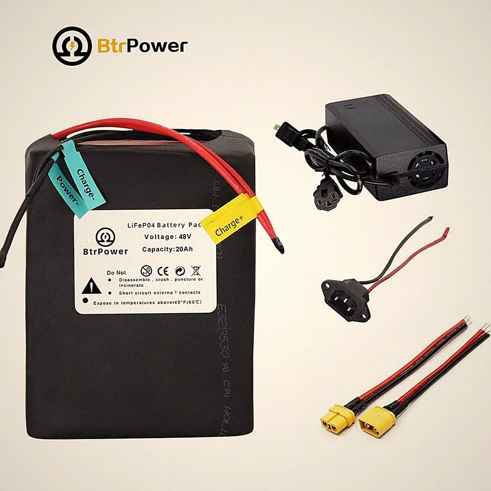 48V 20Ah E b/ike Lithium LiFePO4 Battery Pack for 1000W Sc/ooter Motor 30A BMS