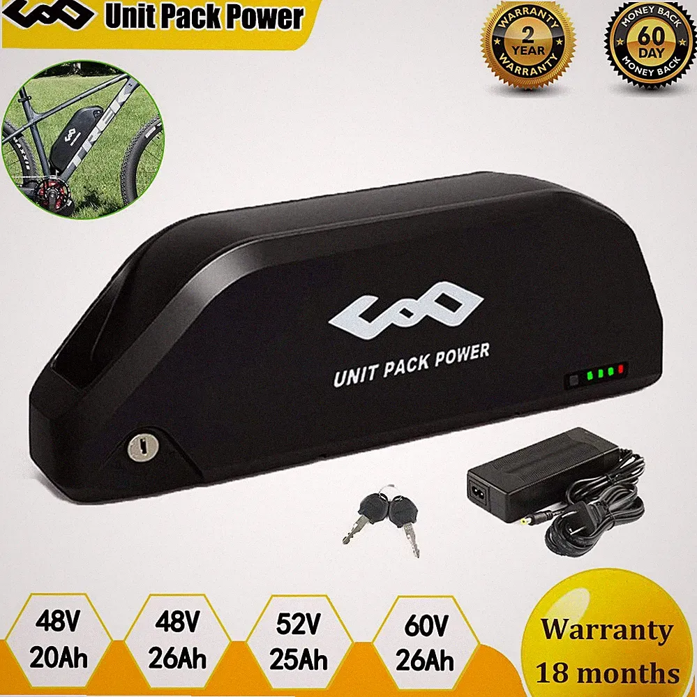 48V 52V 60V 25Ah Lithium Pack Electric Bicycle E-bike Battery for 0-2000W Motor