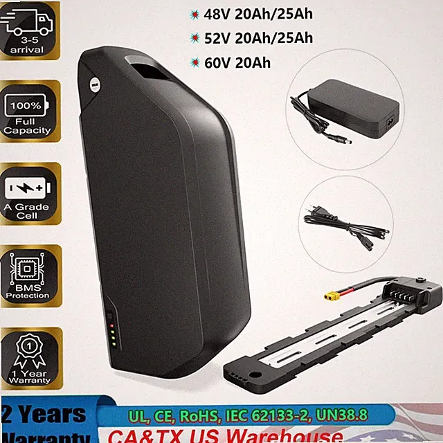 60V 52V 48V 13Ah 20Ah 25Ah Lithium E-bike Battery Bicycle Pack for 0~2000W Motor