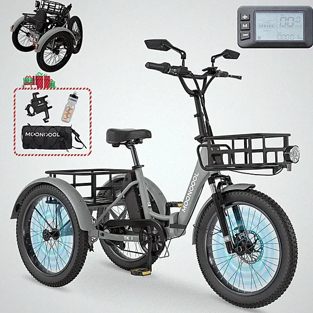 H&ZT 20''Fat Tire Electric Tricycle 500W 48V Electric Bikes Peak 1000W Motorized