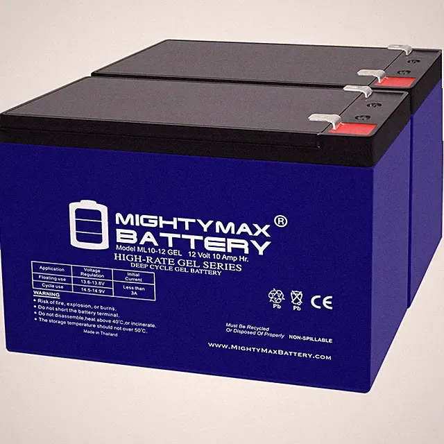 Mighty Max 12V 10AH GEL F2 Battery Replaces iZip Urban Cruiser Bike - 2 Pack