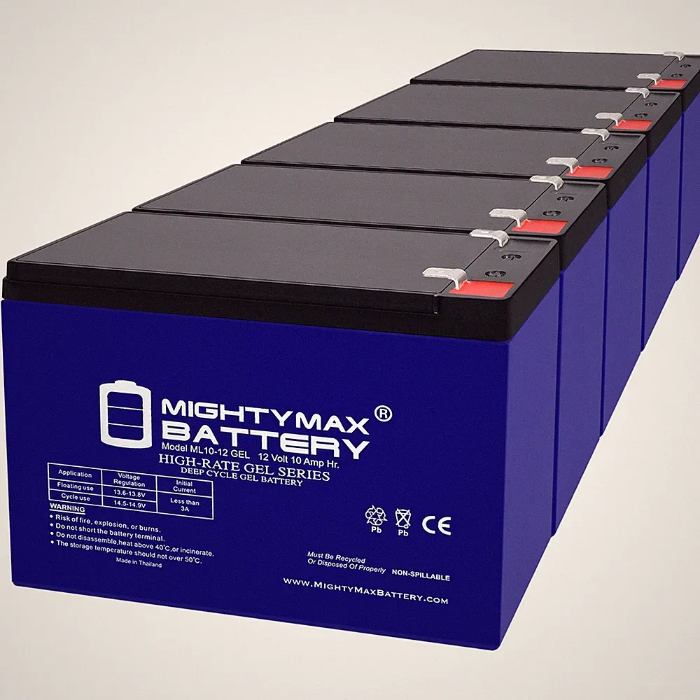 Mighty Max 12V 10AH GEL F2 Battery Replaces iZip Urban Cruiser Bike - 5 Pack