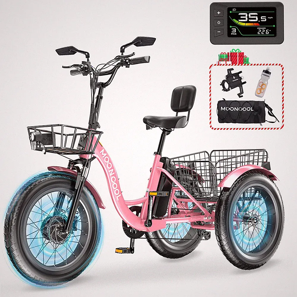 MOONCOOL 20"x4" Fat Tire Electric Bicycle Bike Peak 1000W Trike For Female Bike