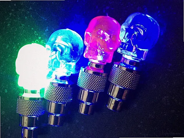 SKULL (2x 4x) LED Valve Cap Bicycle Bike Wheel Tire Light Spoke Lamp Motorcycle