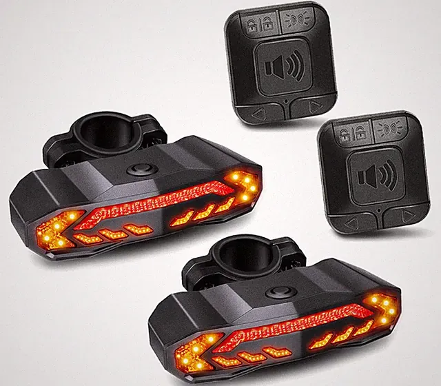Ultra Bright LED Bike Tail Light Bicycle Anti-Theft Vibration Alarm Remote 2Pack